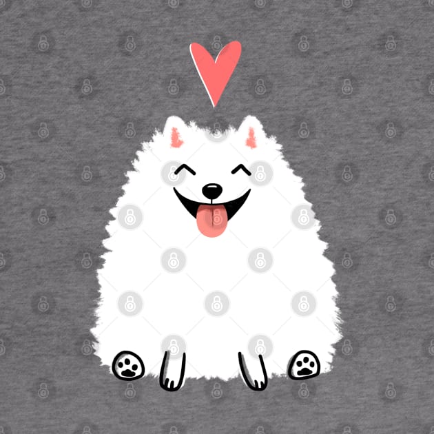 Pomeranian Valentine | Cute White Pomeranian Cartoon Dog by Coffee Squirrel